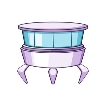 Alien spaceship hovering with futuristic design and landing gear vector