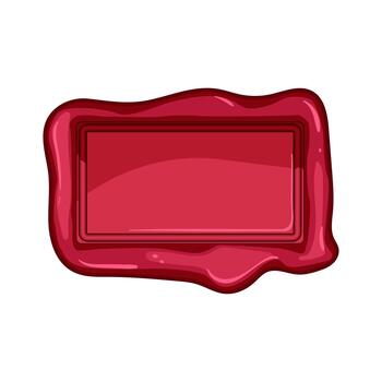 Red rectangular wax seal creating emblem for authenticity vector