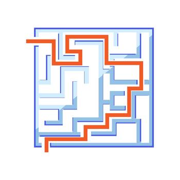 laberinto juego con exitoso solución camino vector