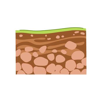 Soil layers cross section with ground structure vector