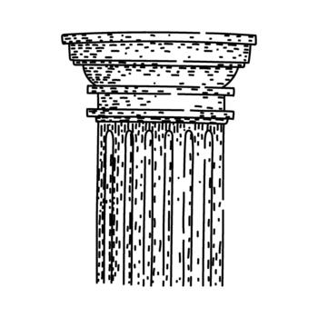 Ancient architectural column capital element line art illustrating classical structure vector