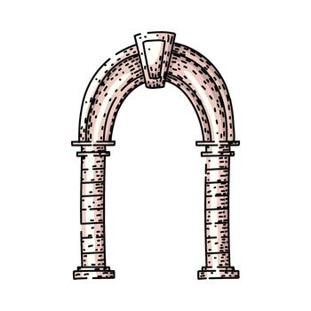 Ancient stone archway architectural structure design vector