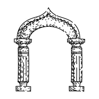 Ancient architectural arch design with ornate columns vector