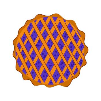 Blueberry pie with lattice crust top view vector