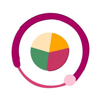 Circular chart graphic visualizing data analysis and progress vector