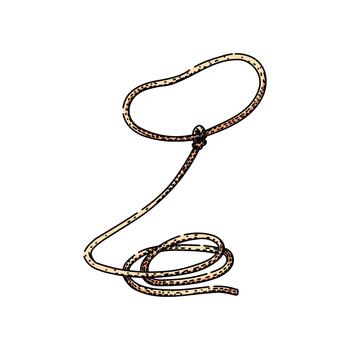 Lasso rope creating loop with coiled length vector