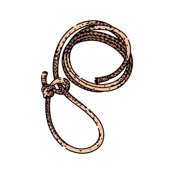 Lasso rope with slip knot creating loop vector