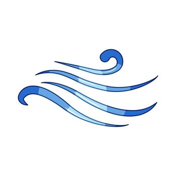 Blue flowing lines representing a dynamic wind movement symbol vector