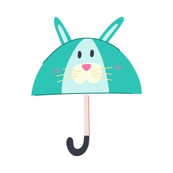 linda conejito personaje paraguas creando un juguetón diseño vector