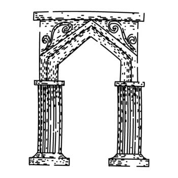Ancient architectural archway with classical columns drawing vector