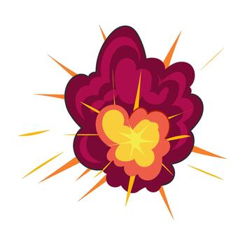Cartoon explosion graphic creating a powerful blast effect vector