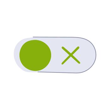 Digital toggle switch indicating on status controlling options vector