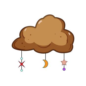 Boho style cloud design with celestial dangling elements vector