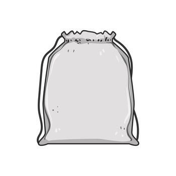 Drawstring sack storing items on white background vector