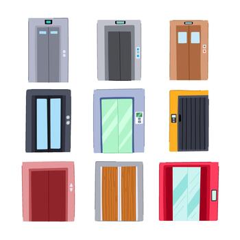 ascensor puertas colección mostrando diferente estilos y diseños vector