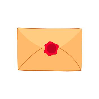 Closed envelope with red wax seal securing confidential message vector