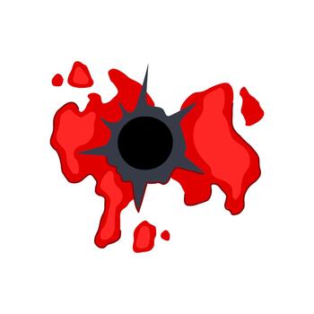 Bullet hole in surface creating blood splat vector