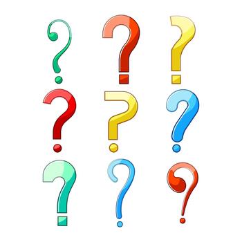 Colorful question marks symbolizing doubt problem and query vector