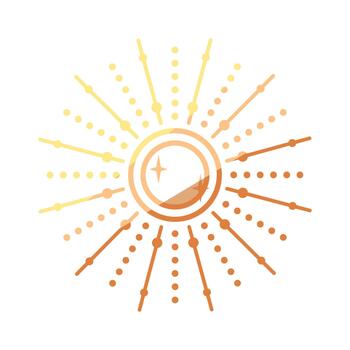 Boho sun symbol design with shining rays vector