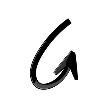 Black looping arrow showing progress and direction vector