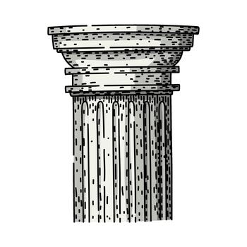 Classical architectural column supporting building structure drawing vector