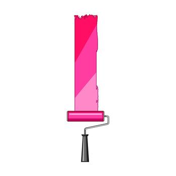 Paint roller applying pink color creating stripe vector
