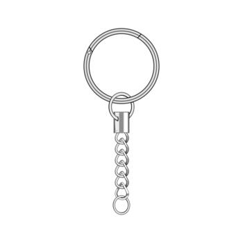 Metal split keyring assembly with chain and swivel connector vector