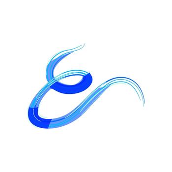 Abstract blue curving brushstroke creating dynamic wavy lines vector