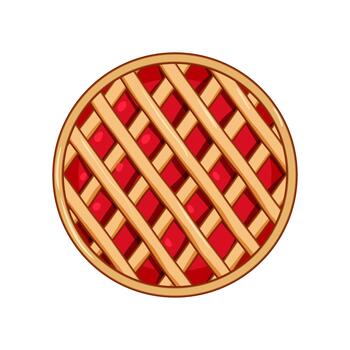 Sweet fruit pie with lattice crust top view vector