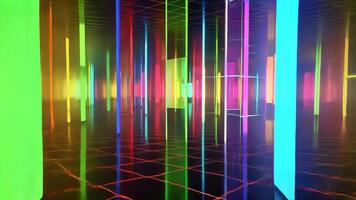 Vibrant and Colorful Abstract Space with Illuminated Vertical Lines and Reflections, Creating Dynamic Atmosphere of Mesmerizing Depth and Excitement. video