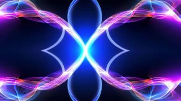 vibrerande abstrakt design med lysande rader och former i blå och lila, skapande djup och energi, framkallar rörelse och dynamism genom fascinerande mönster. video