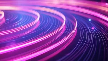 Vibrant Neon Lines Swirl in Dynamic Motion, Creating Colorful Abstract Light Trails that Evoke Energy and Excitement in Mesmerizing Pattern. video