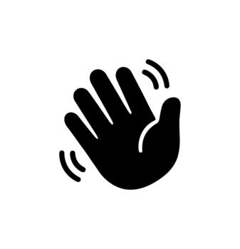 Simple Solid Hand Waving Hello Gesture Outline Style Graphic Element vector