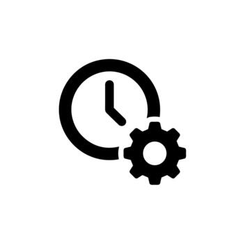 Simple Line Clock Gear Configuration Setting Option Time Management Icon vector