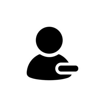 Minimalist Solid Delete Person Icon Shape for User Interface Design vector