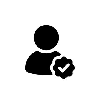 Simple Solid Account Verification Icon with Checkmark Symbol and Profile Element vector