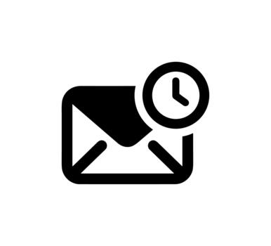 Simple Outline Email with Clock Sign for Notification Interface Element vector