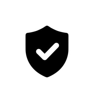 Simple Silhouette Shield with Checkmark Symbol Sign Shape Icon Design vector