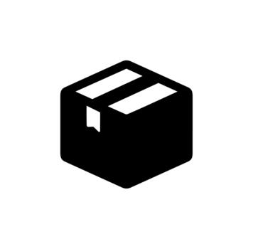 Simple Line Art Delivery Box Icon with Tape and Square Shape vector