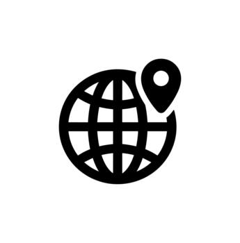 Minimalist Line Style World Location Point On Globe Icon vector