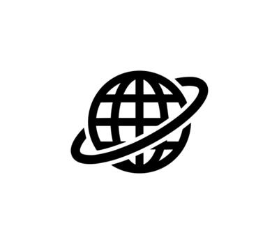 Simple Outline Globe Orbit Icon Design for Worldwide Communication Technology vector