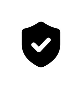 Simple Solid Shield Checkmark Shape Secure Confirmation Symbol Icon vector