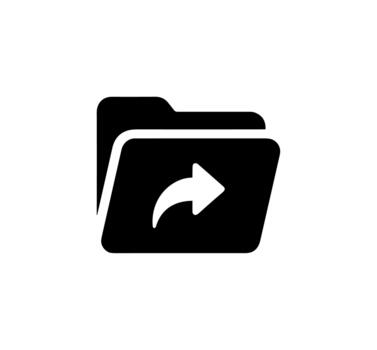 Modern Simple Solid Folder Share Arrow Icon on White Background vector