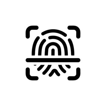 Simple Outline Fingerprint Scanning System Symbol and Security Technology Icon vector