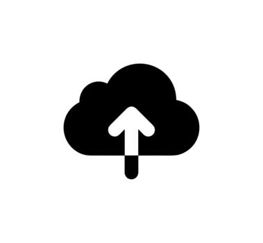minimalista nube datos subir icono con flecha en negro y blanco vector