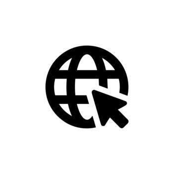 sencillo negrita línea globo con cursor icono para sitio web y solicitud vector