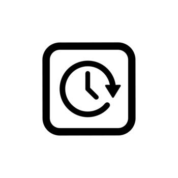 Simple Outline Hourglass with Arrow Refresh Icon in Rounded Square Shape vector