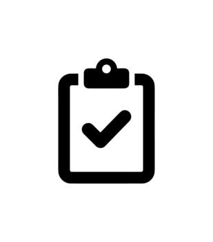 sencillo línea marca de verificación en portapapeles minimalista estilo icono diseño vector