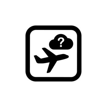 Simple Outline Plane with Question Mark in Cloud Icon Design vector
