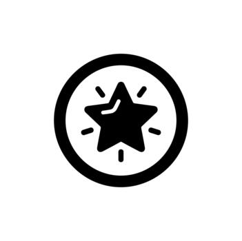 Bold Simple Star inside Circle Icon with Shine Effect Element vector